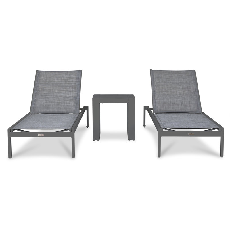 Harmonia Living Outdoor Metal Chaise Lounge with Table Wayfair
